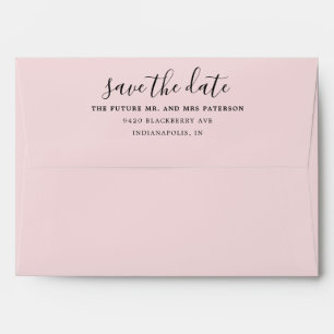 Simple Save the Date Blush Pink Pre-Addressed Envelope