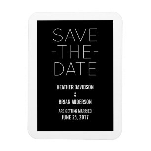 Simple Save the Date Magnet, Black Magnet