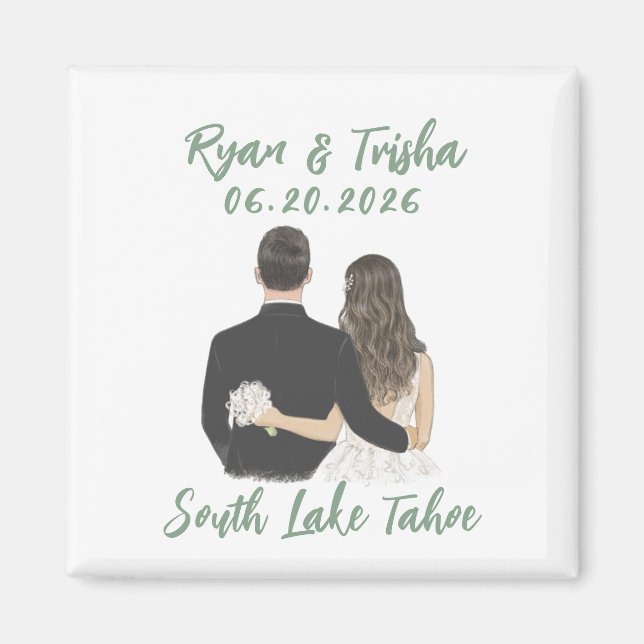 Simple Save the Date Magnet Watercolor Sage Green (Front)
