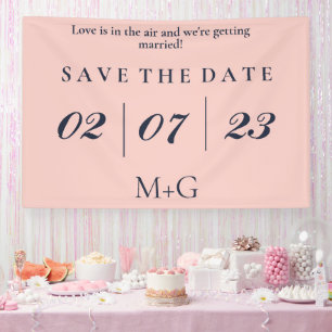 SIMPLE SAVE THE DATE OXFORD BLUE AND BABY PINK BANNER