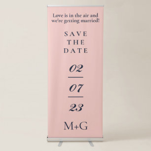 SIMPLE SAVE THE DATE OXFORD BLUE AND BABY PINK RETRACTABLE BANNER