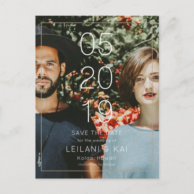 Simple Save the Date Photo Postcard (Front)