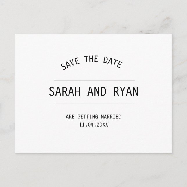 Simple Save The Date Postcard (Front)