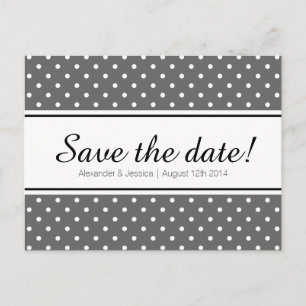 Simple save the date postcards   white polka dots