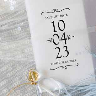 Simple Save the Date Wedding Rubber Stamp