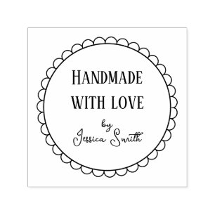 Simple Scallop Handmade with Love Self-inking Stamp