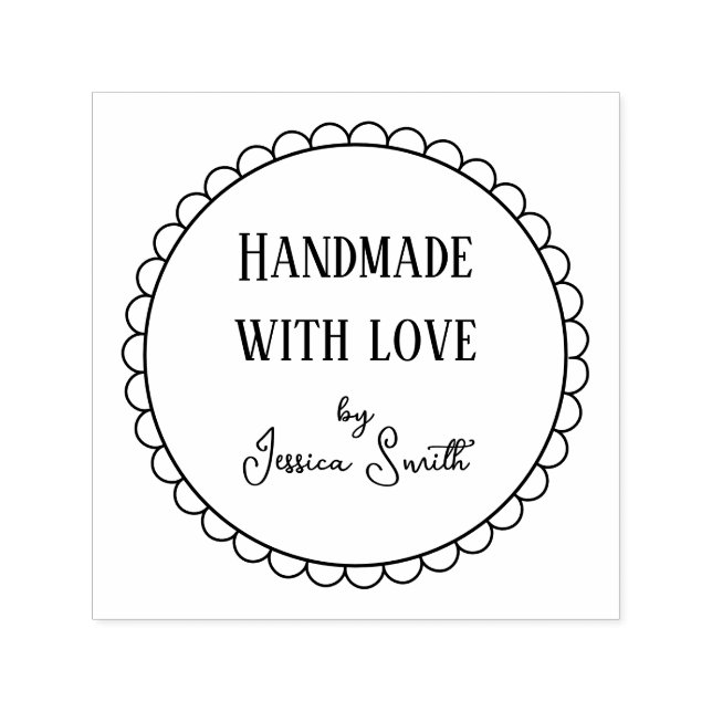 Simple Scallop Handmade with Love Self-inking Stamp (Design)