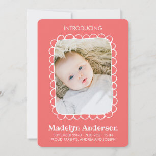 Simple Scalloped Rectangle Frame Birth Announcement