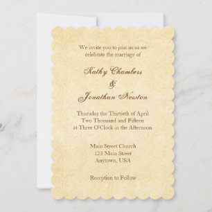 Simple Scalloped Vintage Wedding Invitation