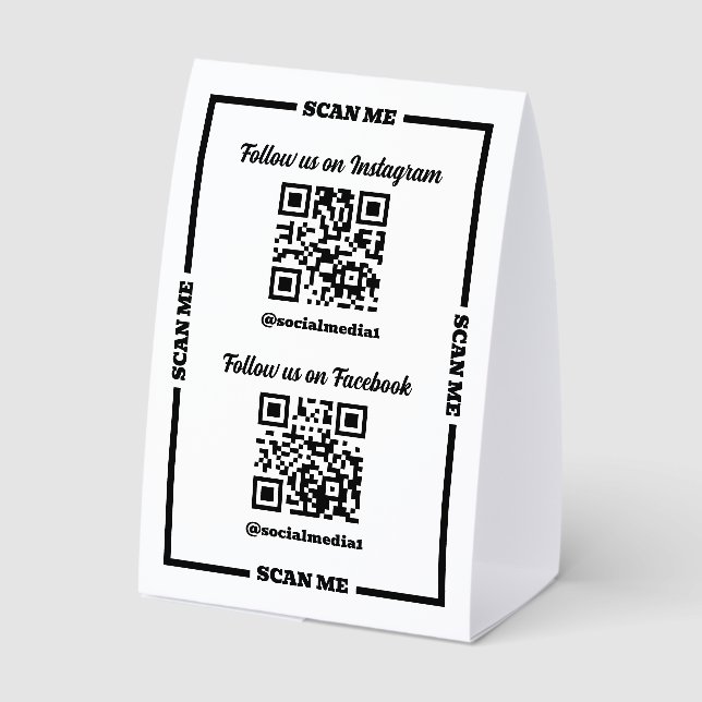 Simple Scan Me Follow On Social Media QR Codes (Back)