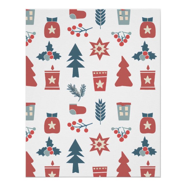 Simple Scandinavian Christmas Pattern Poster (Front)