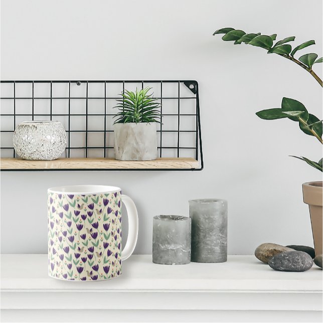 Simple Scandinavian Flowers and Birds Pattern Coffee Mug (Creator Uploaded)