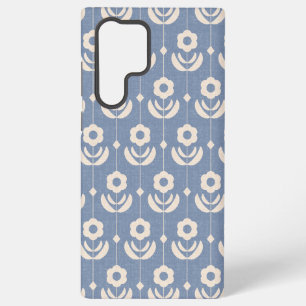 Simple Scandinavian Flowers in Cream on Blue  Samsung Galaxy Case