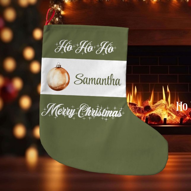 Simple Scandinavian neutral personalized christmas Large Christmas Stocking (Simple Scandinavian neutral personalized christmas stocking

)