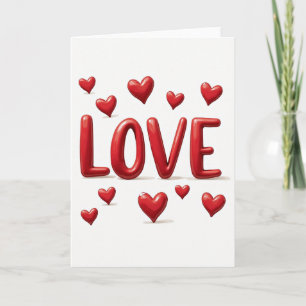 Simple Scattered Hearts Love Card
