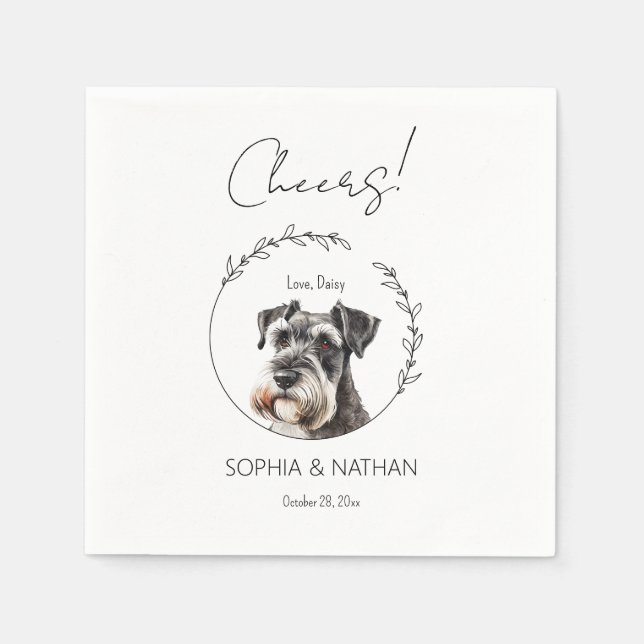 Simple Schnauzer Dog Wedding Cocktail Napkins (Front)