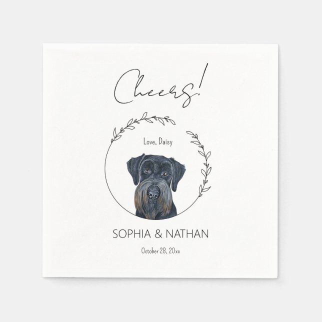 Simple Schnauzer Dog Wedding Cocktail Napkins (Front)