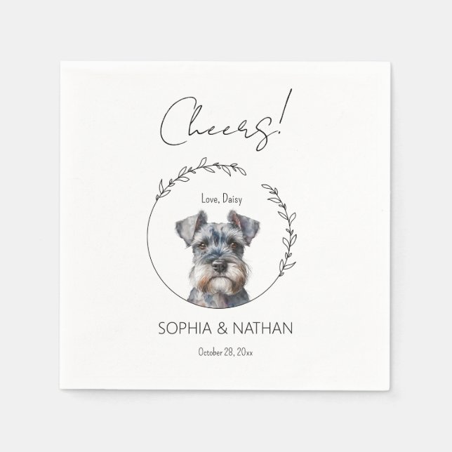 Simple Schnauzer Dog Wedding Cocktail Napkins (Front)