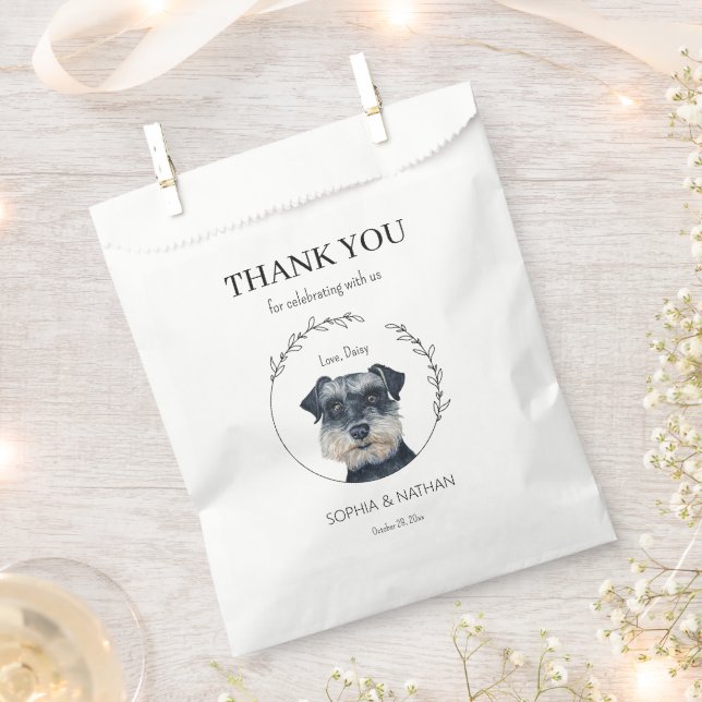 Simple Schnauzer Wedding Thank You Favour Bag (Clipped)