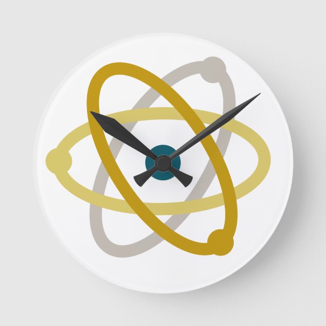 Simple Science Atom Chemistry Nerd  Round Clock (Front)