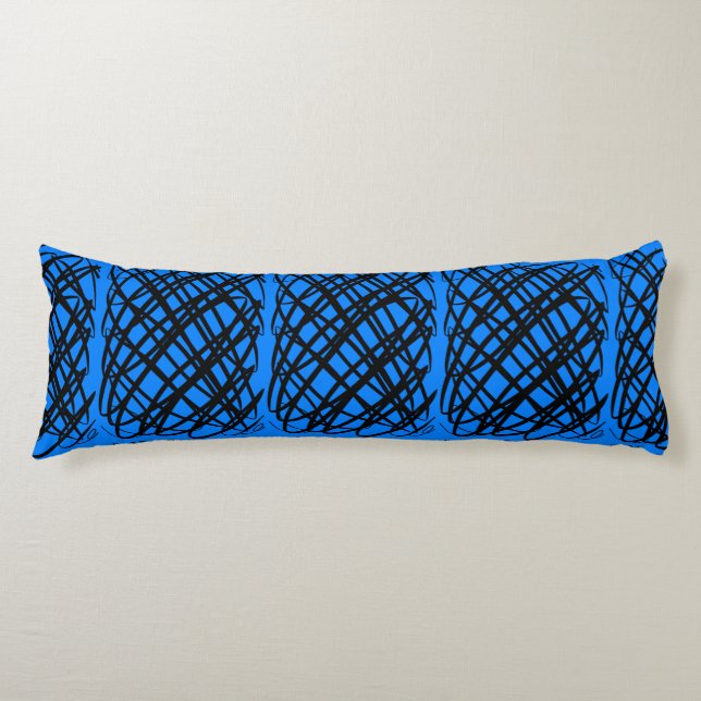 Simple Scribble | Black | Centre Tiled | Blue | Body Cushion (Front)