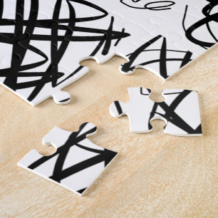 Simple Scribble Black Centre Tiled Jigsaw Puzzle