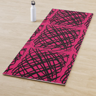 Simple Scribble | Black | Centre Tiled | Ruby |  Yoga Mat