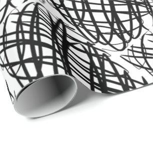 Simple Scribble   Black   Half Drop   Wrapping Paper