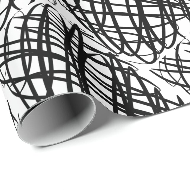 Simple Scribble | Black | Half Drop | Wrapping Paper (Roll Corner)