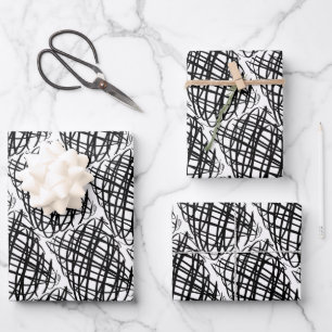 Simple Scribble Black Half Drop Wrapping Paper Sheet