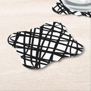 Simple Scribble Black Paper Coaster