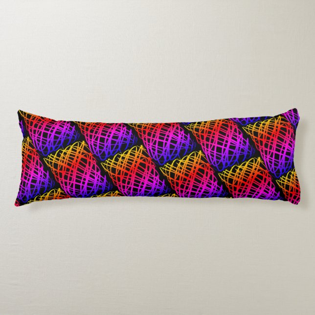 Simple Scribble | Half Drop | Black Background | Body Cushion (Front)