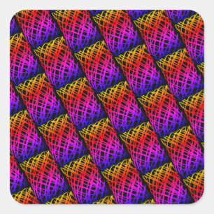Simple Scribble Half Drop Black Background Square Sticker