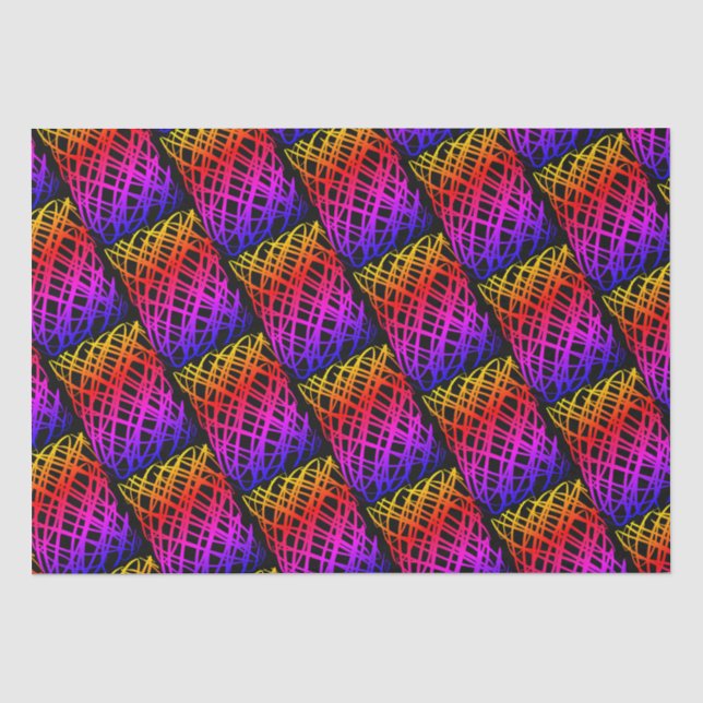 Simple Scribble | Half Drop | Black Background | Tissue Paper (Front)