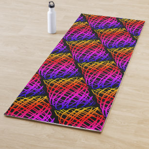 Simple Scribble Half Drop Black Background Yoga Mat
