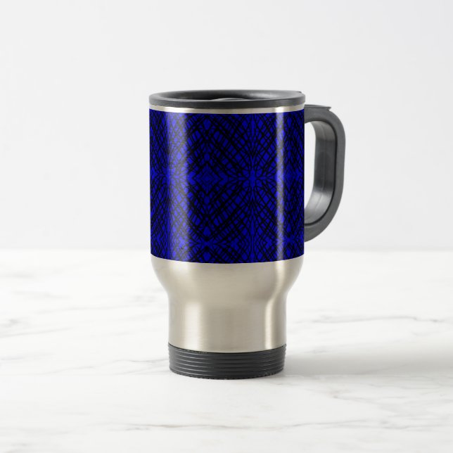 Simple Scribble | Mirror Tiling | Blue | Travel Mug (Front Right)
