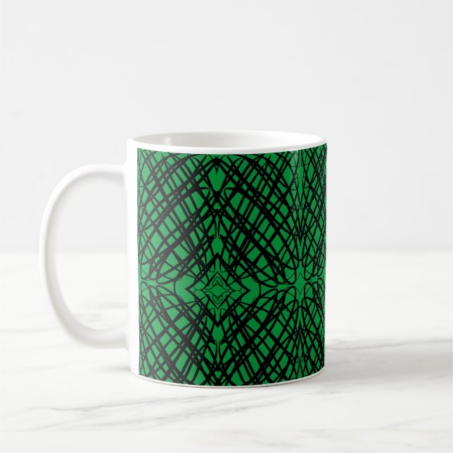 Simple Scribble | Mirror Tiling | Green | Coffee Mug (Left)