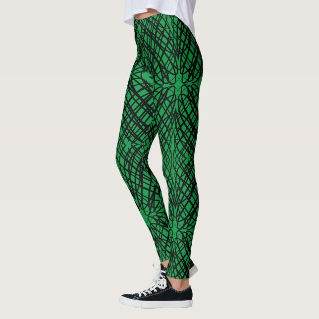Simple Scribble | Mirror Tiling | Green | Leggings (Left)