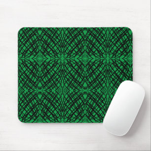 Simple Scribble Mirror Tiling Green Mouse Mat