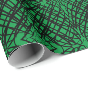 Simple Scribble Mirror Tiling Green Wrapping Paper
