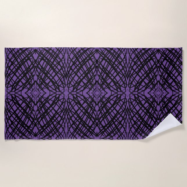Simple Scribble | Mirror Tiling | Purple | Beach Towel (Front)
