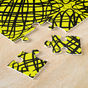 Simple Scribble Mirror Tiling Yellow Jigsaw Puzzle