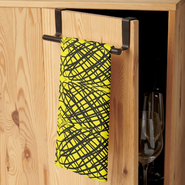Simple Scribble | Mirror Tiling | Yellow | Tea Towel (Thirds Fold)