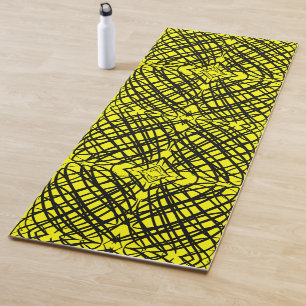 Simple Scribble Mirror Tiling Yellow Yoga Mat