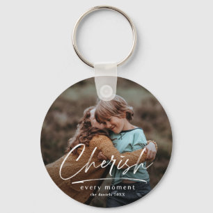 Simple Script 2 Photo Christmas Holiday Key Ring
