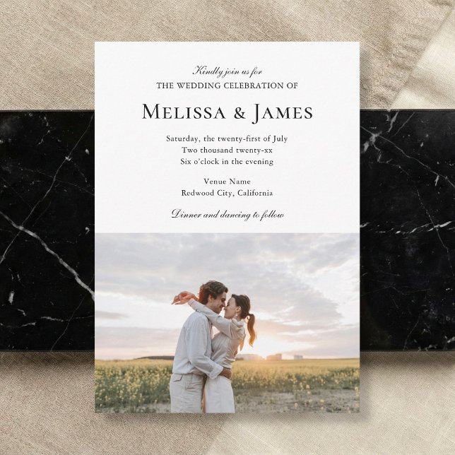 Simple Script 2 Photo White Wedding Invitation (Creator Uploaded)