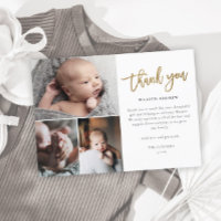 Simple Script 3 Photo Collage Baby Thank You