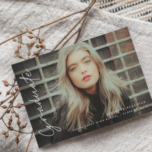 Simple Script 4 Photo Graduation Invitations