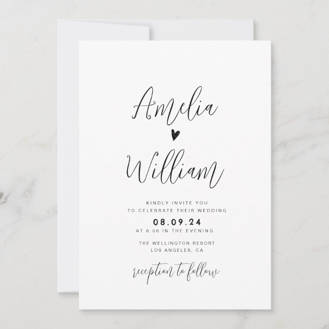 simple script all in one QR code wedding Invitation (Front)