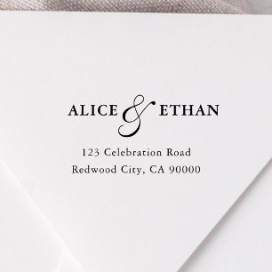 Simple Script Ampersand Wedding Return Address Self-inking Stamp